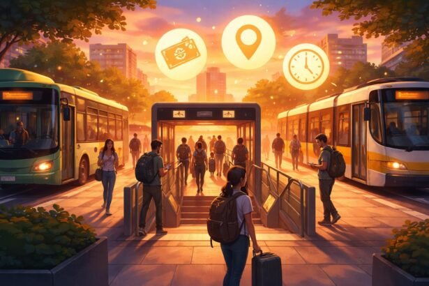 Tömegközlekedés, utazás és angol szókincs témájú kép