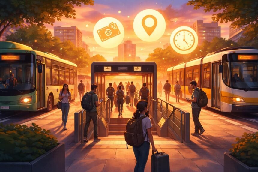 Tömegközlekedés, utazás és angol szókincs témájú kép