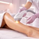 IPL szőrtelenítő kezelés során a szakember kezeli a lábat