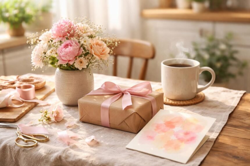 Kreatív ajándék és virágkompozíció anyák napjára