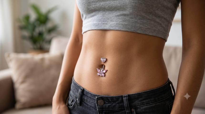 Szebbnél szebb köldök piercing egy női hason